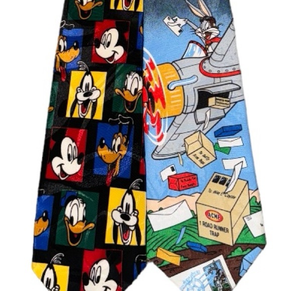 Warner Bros. Other - Vintage Set of Two Men’s Ties Mickey Mouse and Bugs Bunny